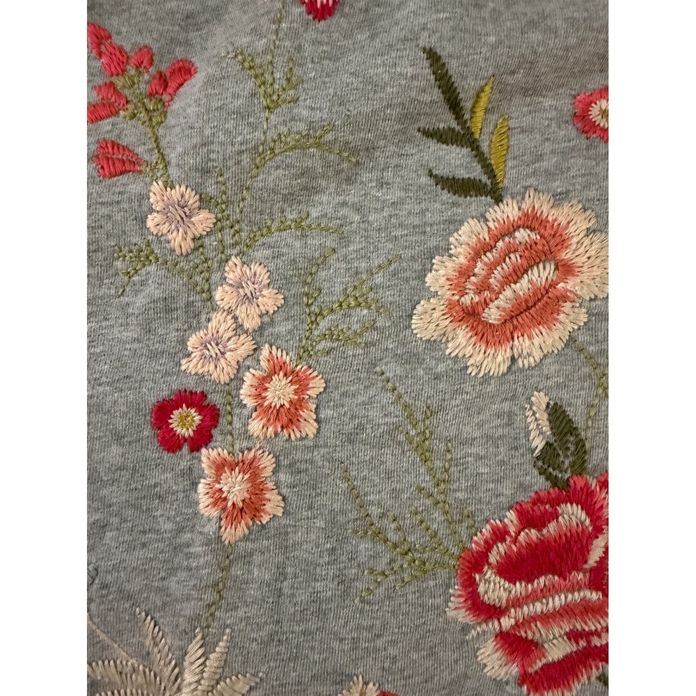 Johnny Was | Catalina French Terry Sweatshirt XL Grey Floral Embroidery J18823-5 - Picture 7 of 10